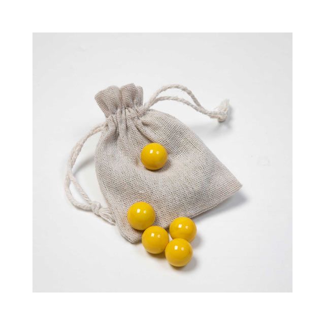 5 Kugeln gelb im Säckchen  