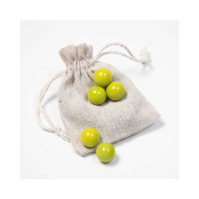 5 Kugeln hellgrün im Säckchen  