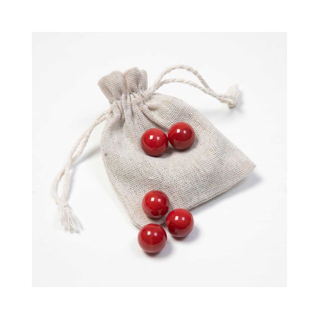 5 Kugeln rot im Säckchen  